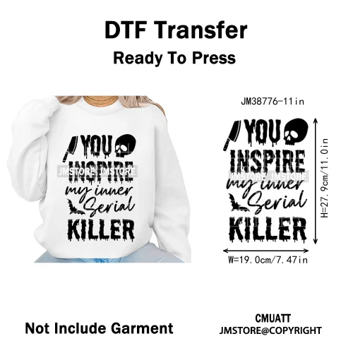 New Sarcastic Halloween Snarky Inspire Quotes Printing Iron on DTF Washable Transfers Stickers Ready to Press for Clothing Bags