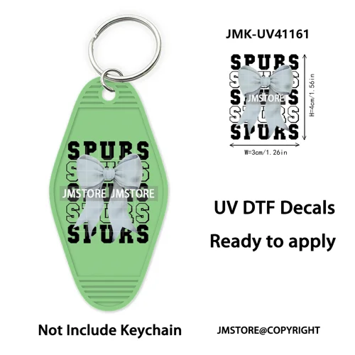 Football Cowboys Coquette Bow Game Day UV DTF Motel Keychain Wraps Ready To Apply Waterproof High Quality Hotel Keychain Decals
