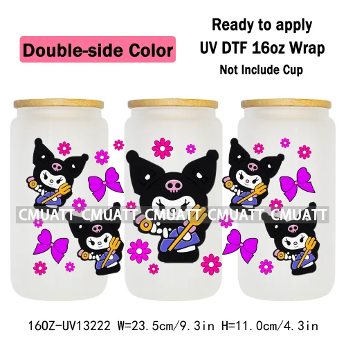 Double Side Color 16OZ UV DTF Cup Wraps Sticker For Glass 3D Waterproof Can  Libbey Glass Eco-Friendly High-Resolution Printing