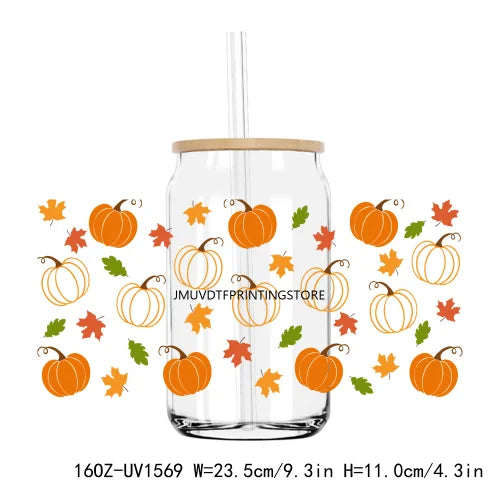 Thanksgiving Fall Thick And Juicy 16OZ UV DTF Cup Wrap Transfers Stickers Custom Labels DIY Waterproof Logo For Libbey Glass Can