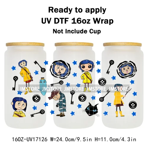Coquette Bow Movie Eyes Buttons 16OZ UV DTF Cup Wraps Ready To Apply Waterproof Transfer Stickers For Libbey Glass Can Tumbler