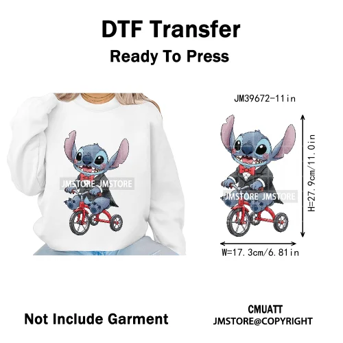 Spooky Scary Cute Cartoon Blue Animal Halloween Horror Vibes Iron on DTF Washable Transfers Stickers Ready to Press for Clothing