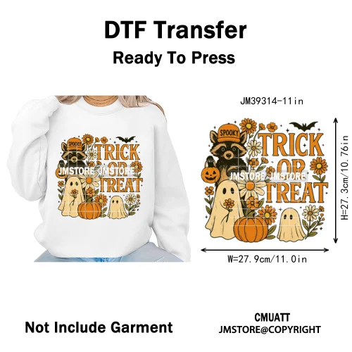 Funny Halloween Quotes Ghouls Stay Spooky Creep It Real Iron on DTF Washable Transfers Stickers Ready to Press for T-shirts Bags