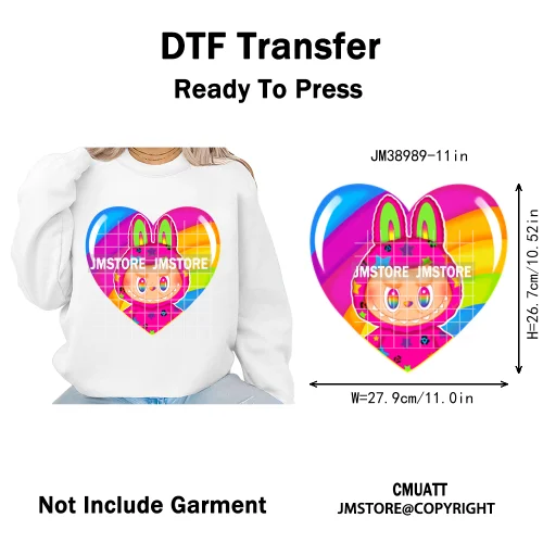 Coquette Bow Monster Doll Drinking Soda Bottle Thermal Printing Iron on DTF Washable Transfer Sticker Ready to Press for Clothes