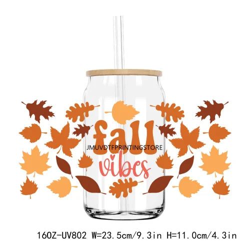 Thanksgiving Fall Thick And Juicy 16OZ UV DTF Cup Wrap Transfers Stickers Custom Labels DIY Waterproof Logo For Libbey Glass Can