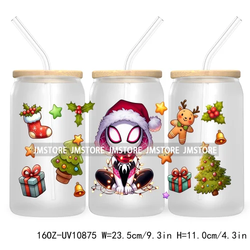 Cute Baby Horror Characters Christmas Season 16OZ UV DTF Cup Wrap Transfer Stickers Durable Waterproof Logo For Libbey Glass Can