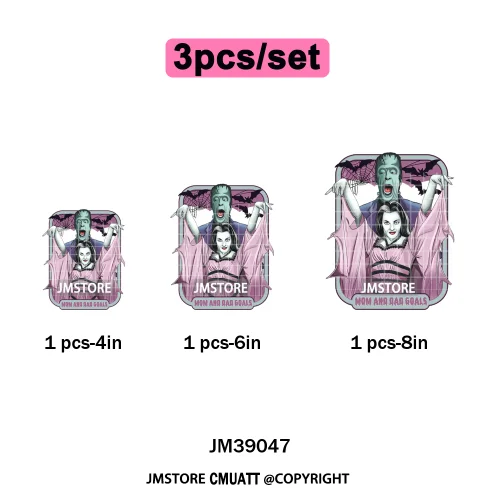 Horror Scary Killer Character Spooky Halloween Vibes Iron on DTF Washable Heat Transfer Stickers Ready to Press for Textile Bags