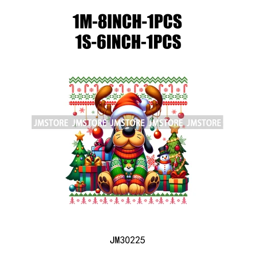 Cartoon Christmas Character Ugly Sweater Friends Deer Winter Holiday Gifts Iron On DTF Heat Press Transfers Stickers For Hoodies
