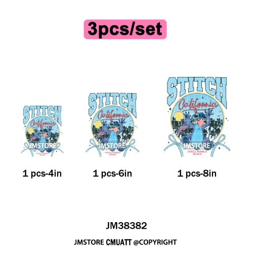 Retro Cartoon Happy Summer Vacation Vibes Coquette Seashells Iron on DTF Heat Transfer Stickers Ready to Press for Clothes Bags