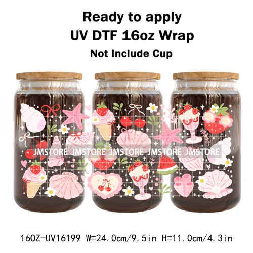 Books Coffee Coquette Fruits Girly 16OZ UV DTF Cup Wrap Ready To Apply Waterproof Transfer Stickers For Libbey Glass Can Tumbler