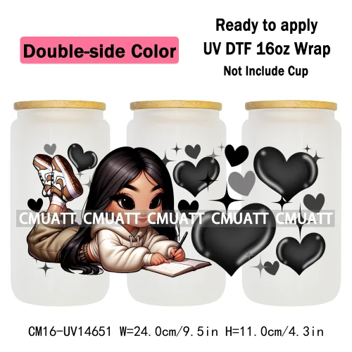 Double Sided Color UV DTF Cup Wraps 16OZ Wholesale Custom Bulk Waterproof Cartoon Lovely Princess Design For DIY Craft Mug Glass