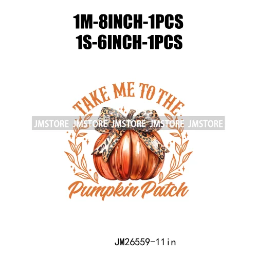 Fall Floral Coquette Bow Religious Jesus Autumn Girly Take Me To Pumpkin Patch DTF Iron On Transfers Stickers For T-shirt Bags