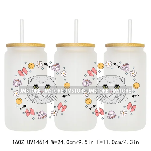 Coquette Bow Cat Dog Mom UV DTF Stickers Ready to Transfer Cup Wrap Custom Labels DIY Craft For Libbey Can Glass Tumblers Mugs