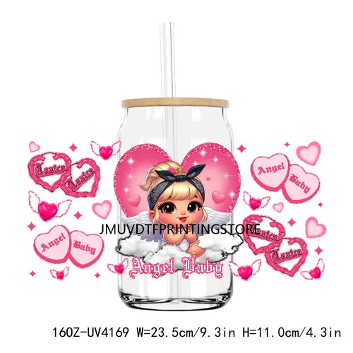 Spanish Mexican Valentines Day Couple UV DTF Sticker For 16OZ Libbey Glass Cup Can Wrap Transfer Sticker Custom Labels DIY Logo