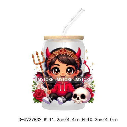 Halloween Latina Hispanic Girl UV DTF Transfer Stickers Decals For Libbey Cold Cup Mug Tumbler Waterproof Craft Sugar Skull Rose