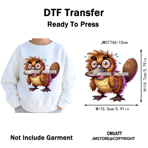 15cm 5.9in Kids Quirky Safari Cartoon Animal Iron On Transfers Stickers For Clothing DTF Printed Appliques Washable T-Shirts