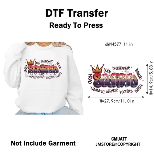 Zodiac Signs Graffiti Astrology Horoscopes Constellation  Iron on Washable DTF Transfer Sticker Ready to Press for T-shirts Bags