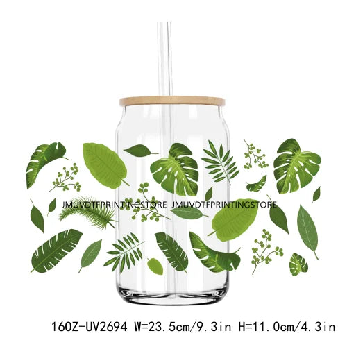 Colorful Wild Floral Flowers 16OZ UV DTF Cup Wrap Transfers Stickers Custom Labels DIY Waterproof Logo For Libbey Glass Can