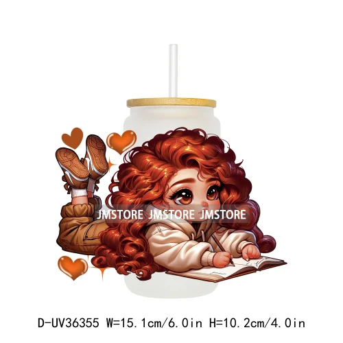 Princess Reading Book Lover UV Sticker Decals For Libbey Cold Cups Mugs Tumbler Transfer Stickers Waterproof High Quality Labels