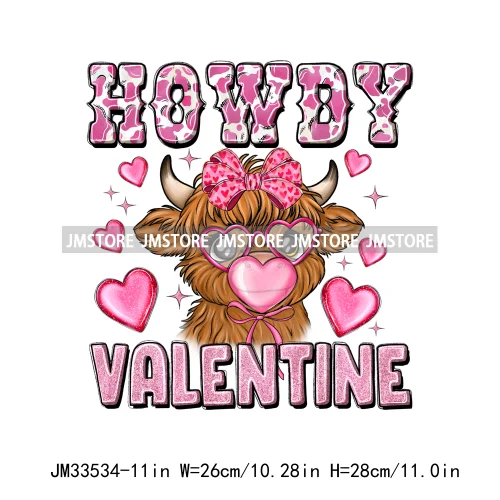 Howdy Cow Western Valentine Christian Jesus Coffee Hug Kiss Love Quotes Iron On DTF Transfer Stickers Ready To Press For Clothes