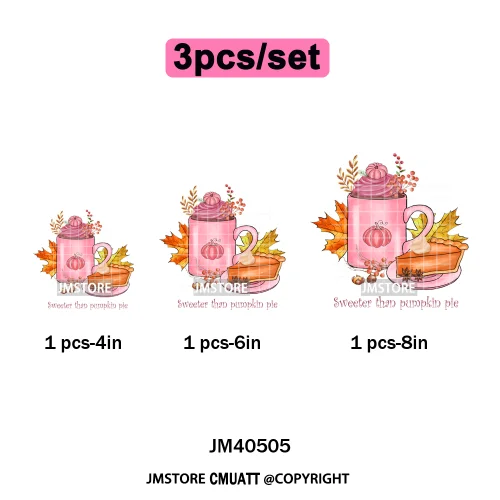 Pink Happy Fall Season Harvest Blessings Pumpkin Autumn Vibes Iron on DTF Washable Transfers Stickers Ready to Press for Hoodies