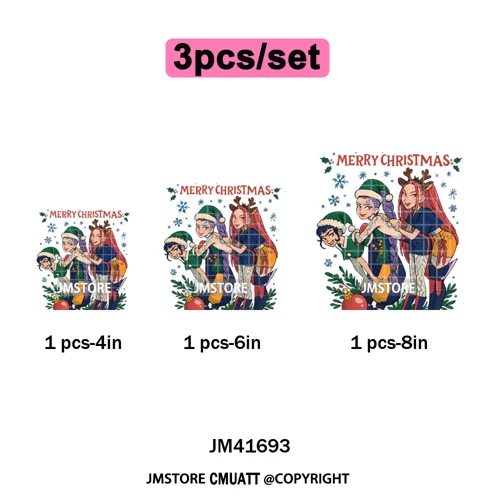 Merry Christmas Kpop Music Band Group Character Xmas Festive Love Iron on DTF Transfers Stickers Ready to Press for Clothes Bags
