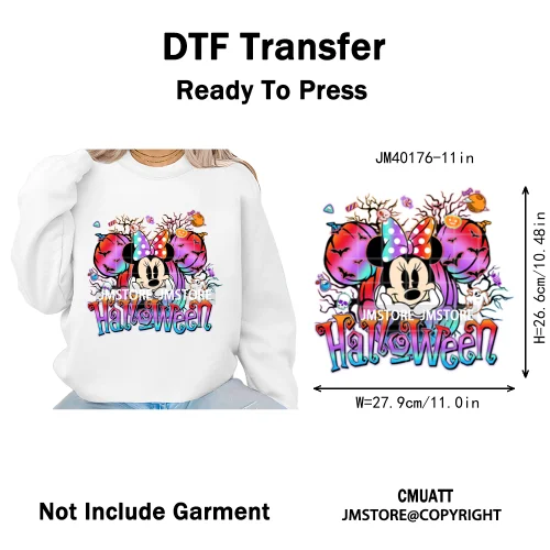 Cartoon Witches Princess Skull Animal Kids Love Characters Halloween Iron on DTF Transfers Stickers Ready to Press for T-shirts