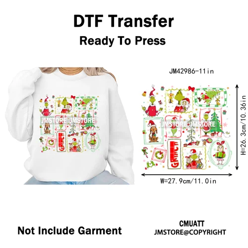 Very Merry Christmas Party Cartoon Princess Kids Friends Winter Gifts Iron on DTF Transfers Stickers Ready to Press for Textiles