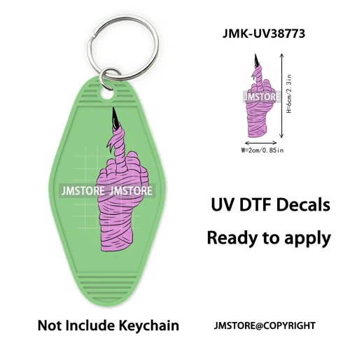 Fall Halloween Quotes Spooky Boo UV DTF Motel Keychain Decal Ready To Ship Durable Transfer Stickers Prints For Hotel Keychain