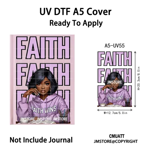 Christian God Pray Afro Girl Alphabet UV DTF Notebook Cover Decals Ready To Apply Durable Transfer Stickers For A5 Journal Cover