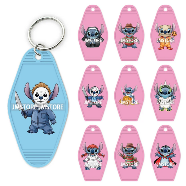 Horror Cartoon Halloween Pumpkin UV DTF Motel Keychain Decals Ready To Ship Durable Transfer Stickers Prints For Hotel Keychain