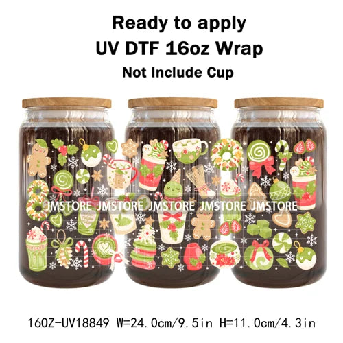 Coquette Bow Christmas Cozy Winter UV DTF Stickers Ready To Apply Cup Wrap Durable Custom Prints DIY Craft For Libbey Can Glass