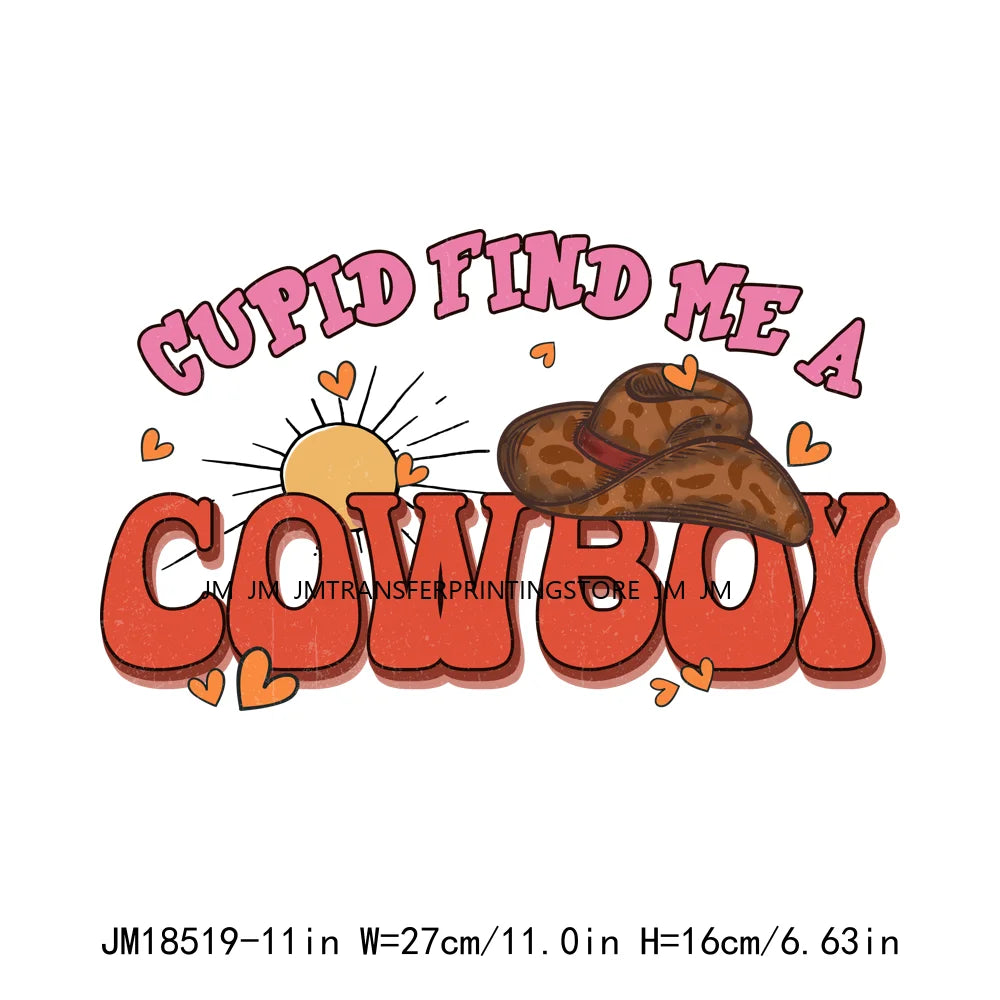 Western Howdy Honey Valentine DTF Decals Cowgirl Cowboy Candy Heart Love Music Cassettes DTF Heat Transfer Stickers For Hoodies