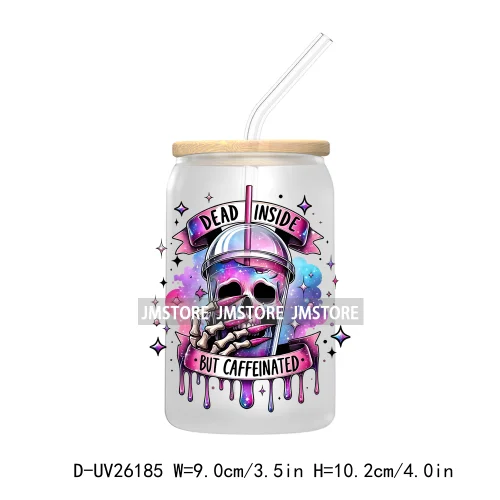 Antisocial Snarky Skeleton Skull UV DTF Transfer Stickers Decals For Libbey Cold Cups Mugs Durable Waterproof Custom Logo Labels