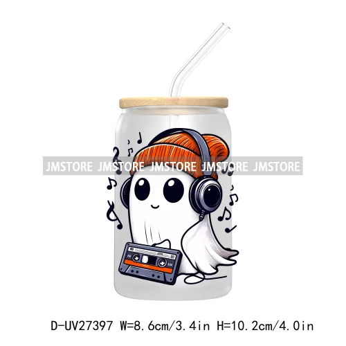 Cute Bougie Ghost Boo Halloween UV DTF Transfer Stickers Decals For Libbey Cold Cup Mug Tumbler High Quality Fall Pumpkin Season