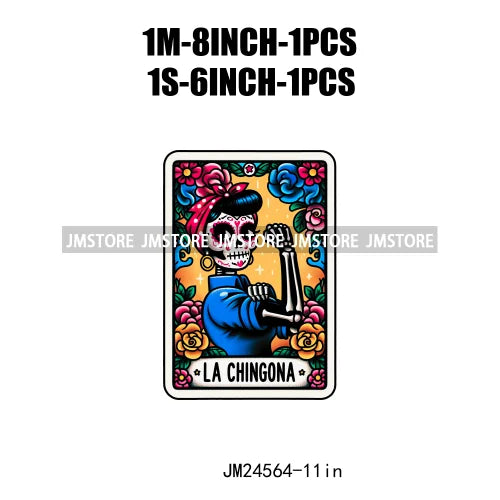 Funny Mexican Evil Eye Chismosa La Chigona Latina Skeleton Tarot Card Logos Iron On DTF Heat Press Transfer Stickers For Clothes