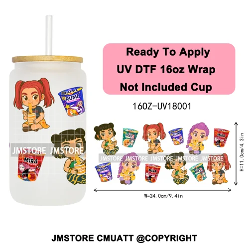Tiger Demon Hunters Kpop Soda Boys Girl Dinner 16OZ UV DTF Cup Wraps Ready To Apply Transfer Stickers For Libbey Glass Can Mugs