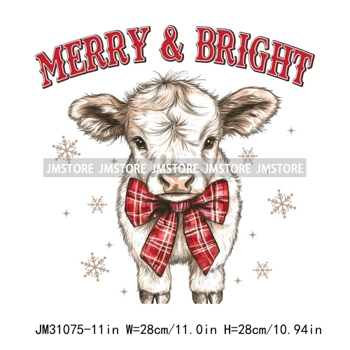 Howdy Country Cowboy Western Merry Christmas Tee Cow Chickens Coquette Iron On DTF Transfers Stickers Ready To Press For Clothes