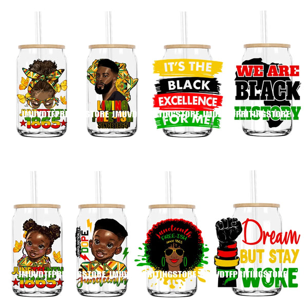 We Are Black History Afro Girl Boy UV DTF Transfer Sticker Decal For Libbey Cold Cups Mug Tumbler Waterproof DIY Logo Juneteenth