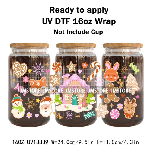 Coquette Bow Christmas Cozy Winter UV DTF Stickers Ready To Apply Cup Wrap Durable Custom Prints DIY Craft For Libbey Can Glass