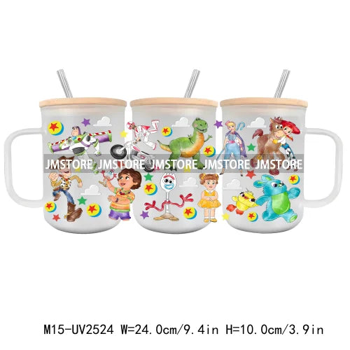 Cartoon Baby Little Princess UV DTF Glass Can Wrap For 15OZ Mug Glass Cup Transfer Stickers DIY Custom Logo Labels Magic Kingdom