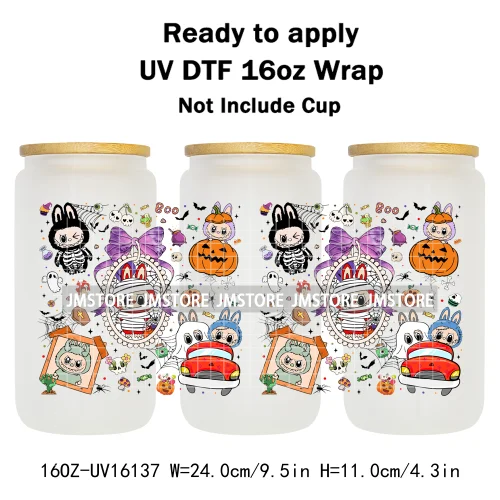 Spooky Doll Monster Characters UV DTF Stickers Fall Pumpkin Halloween Ready to Transfer Cup Wrap For Libbey Can Glass Tumblers
