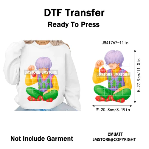 Preppy Christmas Festive Boys Girls Movie Xmas Gift Food Light Iron on DTF Washable Transfer Stickers Ready to Press for Clothes
