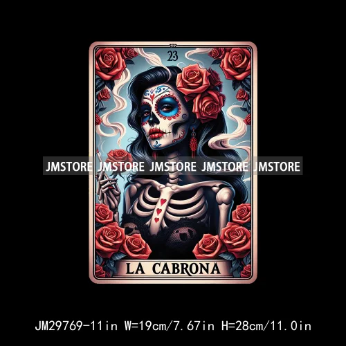 Latina Mexican Lady Chicana Spanish Tarot Card Designs Hecho En Mexico Iron On DTF Transfer Stickers Ready To Press For T-shirts