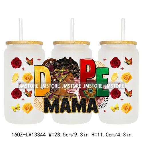 Coquette Afro Black Dope Autism Mama Cat Dog Mom UV DTF Sticker For 16OZ Libbey Glass Cup Can Wrap Waterproof Transfer Stickers