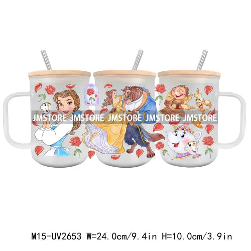 Cartoon Baby Little Princess UV DTF Glass Can Wrap For 15OZ Mug Glass Cup Transfer Stickers DIY Custom Logo Labels Magic Kingdom