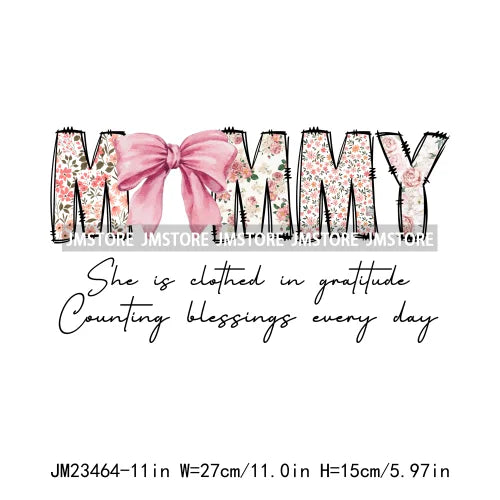 Mama Mum Gigi It's Ok Blessed Mom Mental Health Matters Design Bible Verses Women Coquette Bow DTF Transfer Stickers For Hoodies