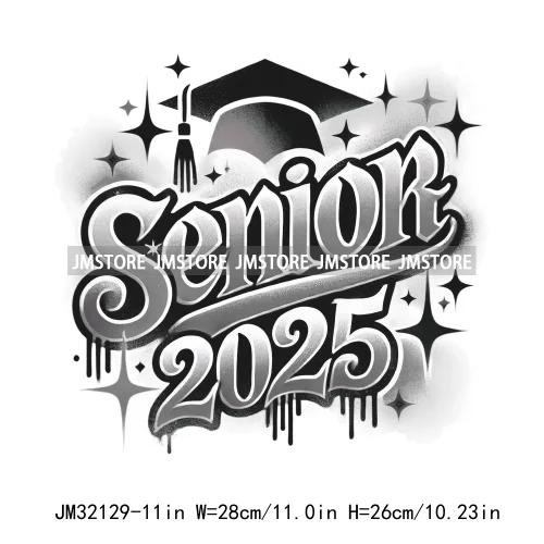 Fashion Senior 2025 Proud Graduate High School Spirit Iron On DTF Transfers Stickers Ready To Press For Sweatshirts Bags