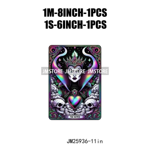 Custom Horror Halloween Emperor Empress Witch Skull Tarot Card Decals DTF Iron On Transfers Stickers Ready To Press For Clothing