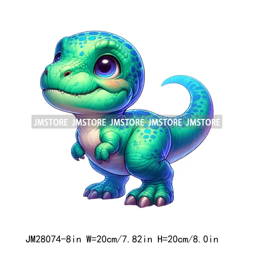 Colorful Dinosaur Baby Animal Thermal Printing Iron On DTF Transfer Stickers Ready To Press For Clothes